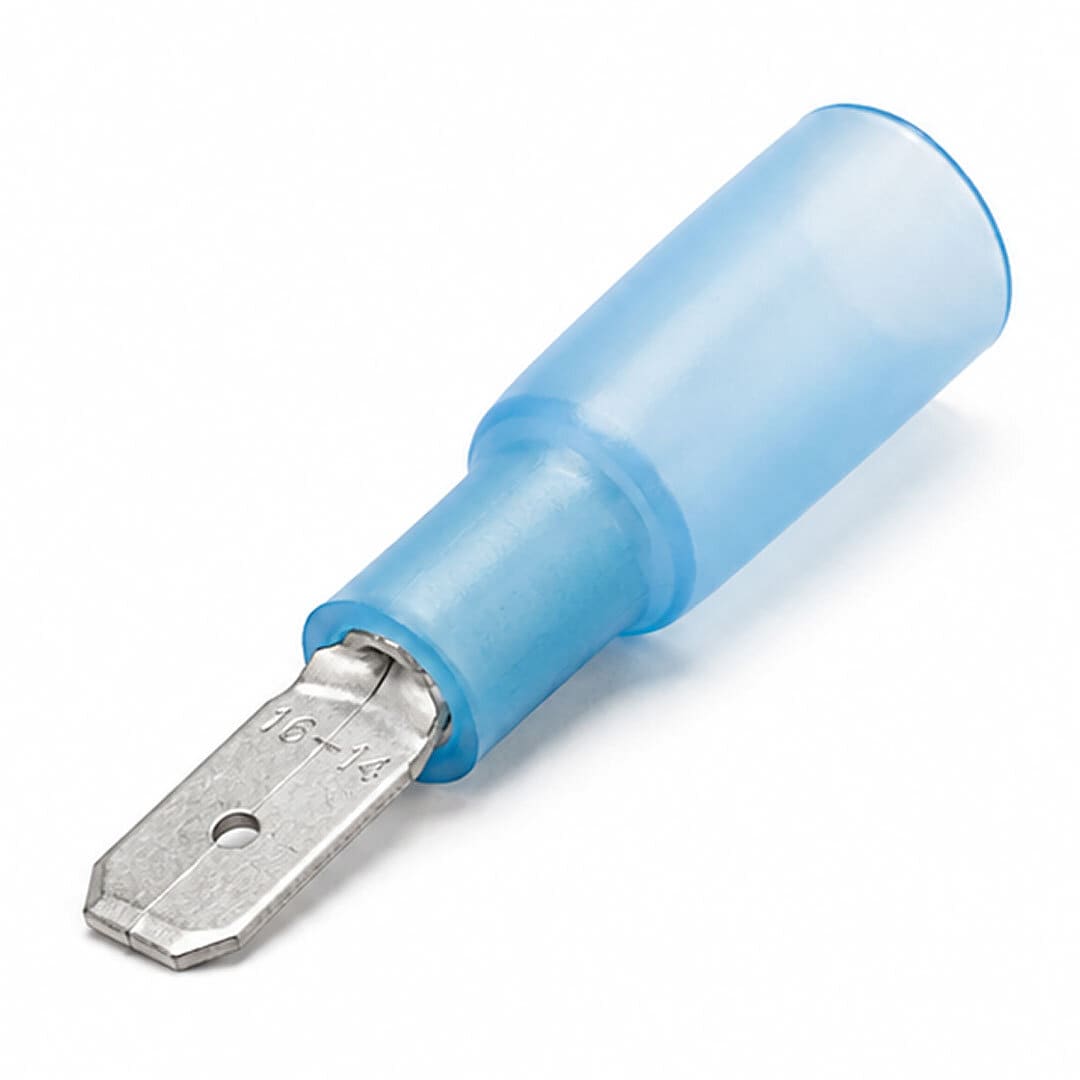 Flatstift Lim-Krymp Blå 1,5-2,5 mm² (Hane)/ 6,3mm 10st.