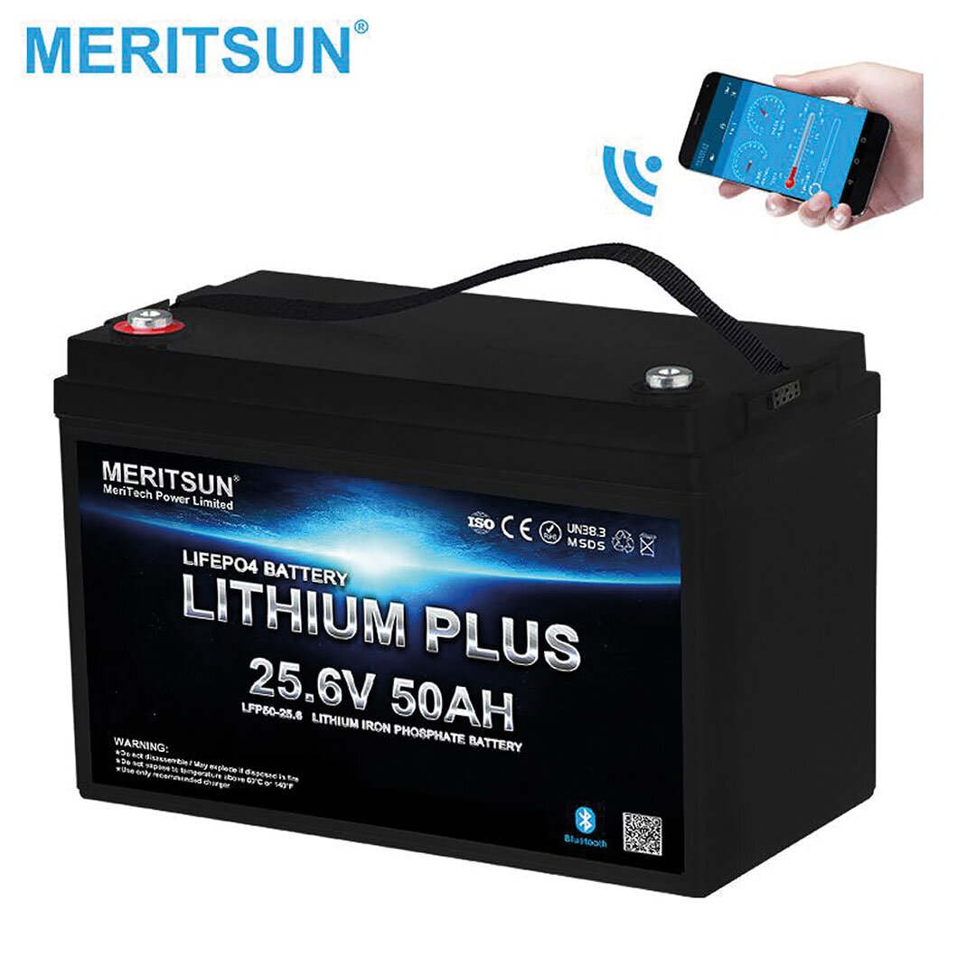 Meritsun 25,6v 50Ah Litiumbatteri P04  Bluetooth (#8).