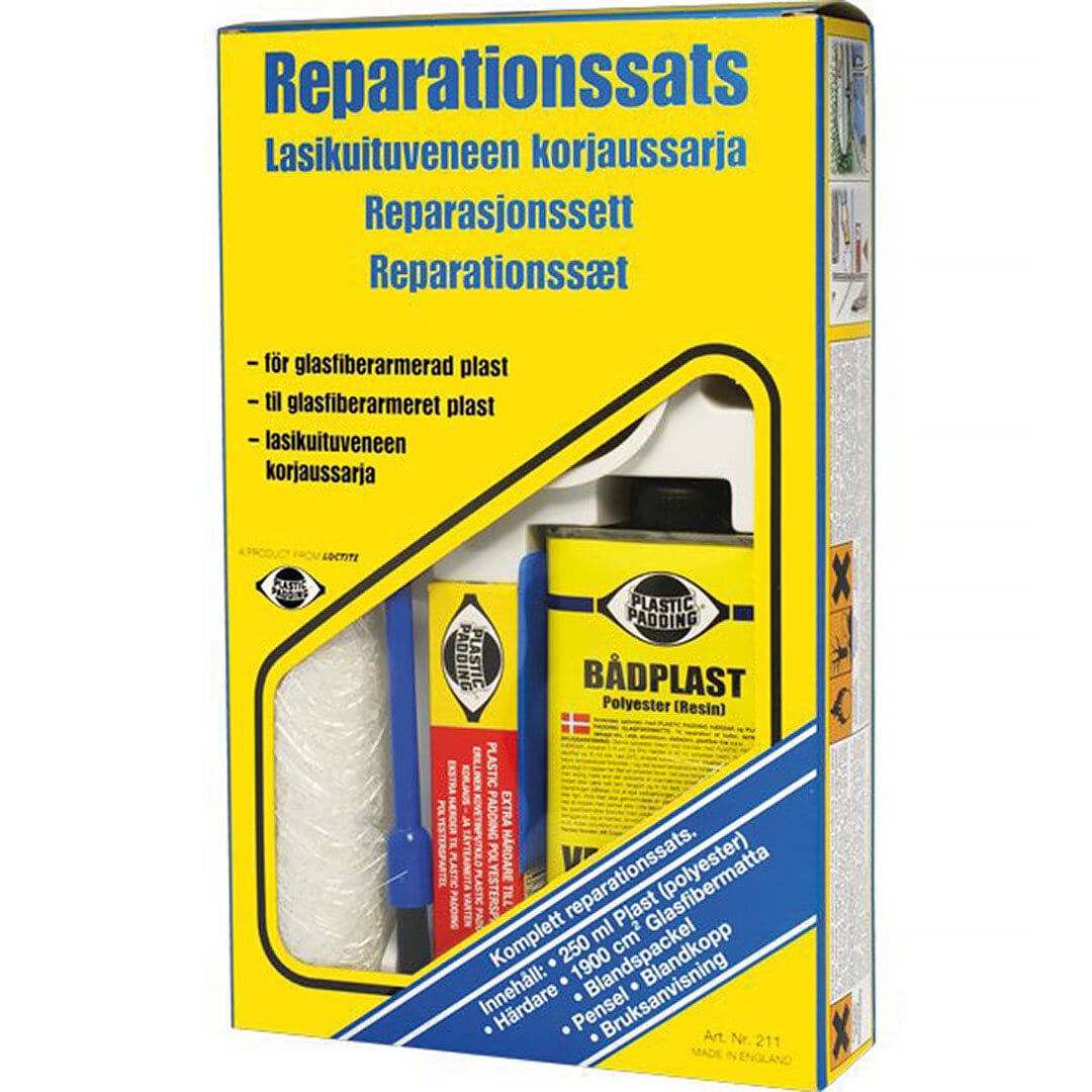 Reparationssats - 250 ml polyester - 20 x 90cm glasfiberväv