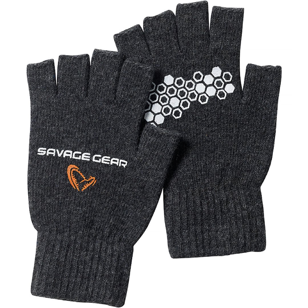 Savage Gear Knitted Half Finger Glove Dark Grey Melange.