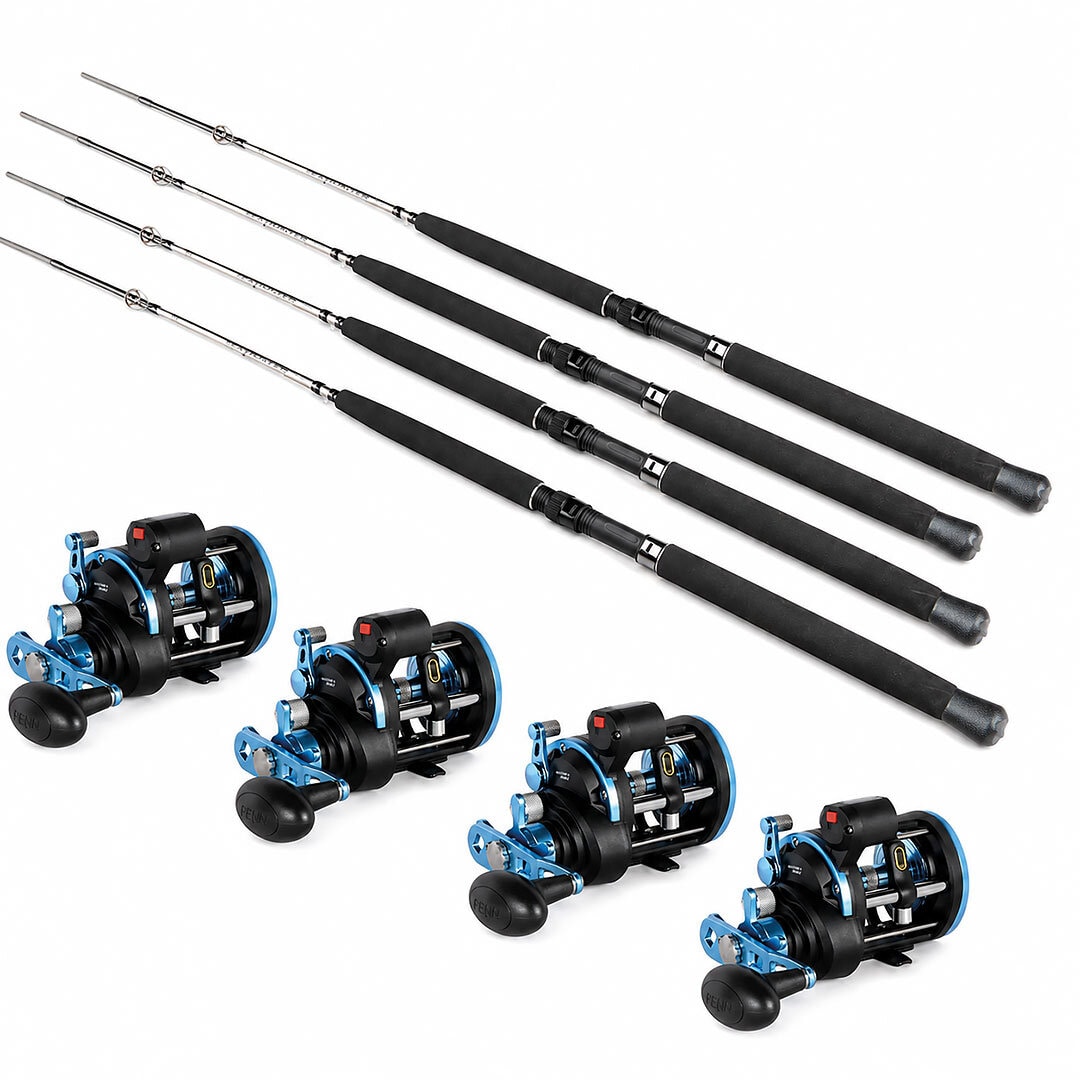 Trollingset Penn Warfare2 15LC Daiwa Seahunter 7` 4-Pack